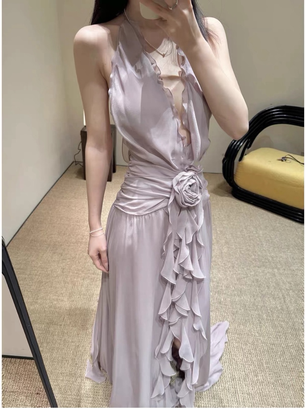 Blumarine Inspired Rose Halter Maxi Dress Fairycore Y2K